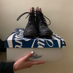 lucky brand black distressed leather BOOTS